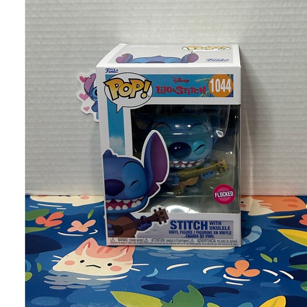 Funko POP Stitch With Ukulele #1044 Vinyl Figure Flocked
